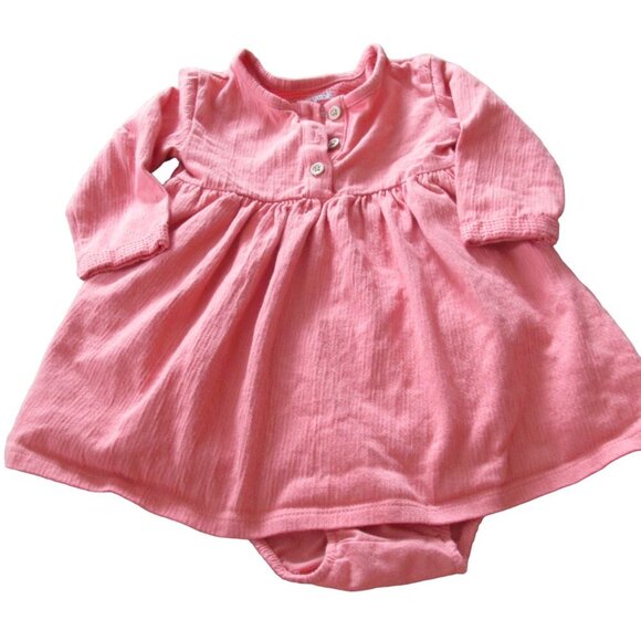 Cat & Jack 2 Pc Dress Bloomers‎ Girls Size 12M Orange Coral Long Sleeve Pullover - Picture 1 of 4